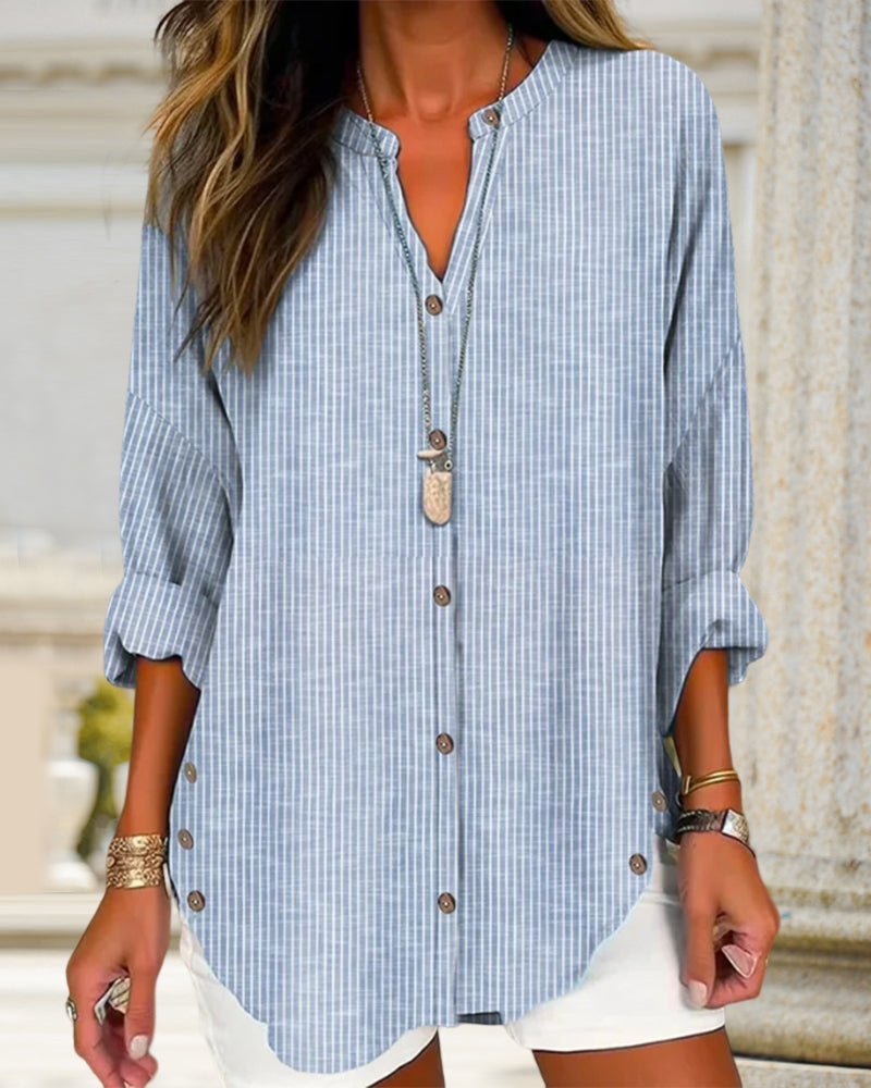 V-neck stripe print top