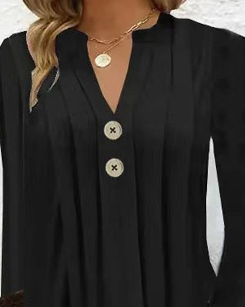 Pleated button midi dress