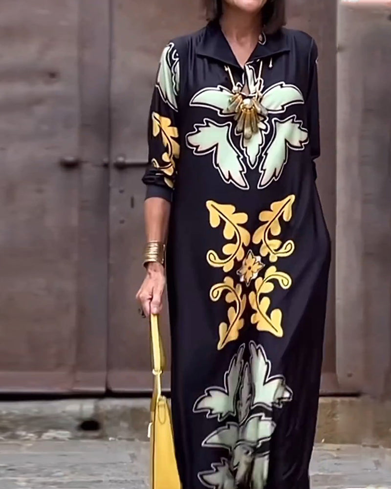 Lapel printed fashion dress