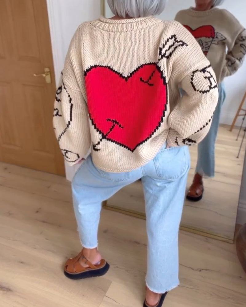Love pattern casual sweater