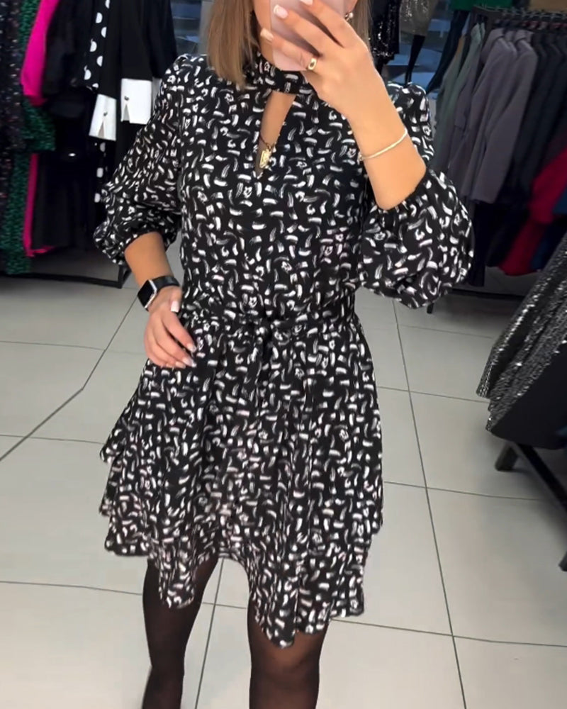 Elegant printed cutout dress