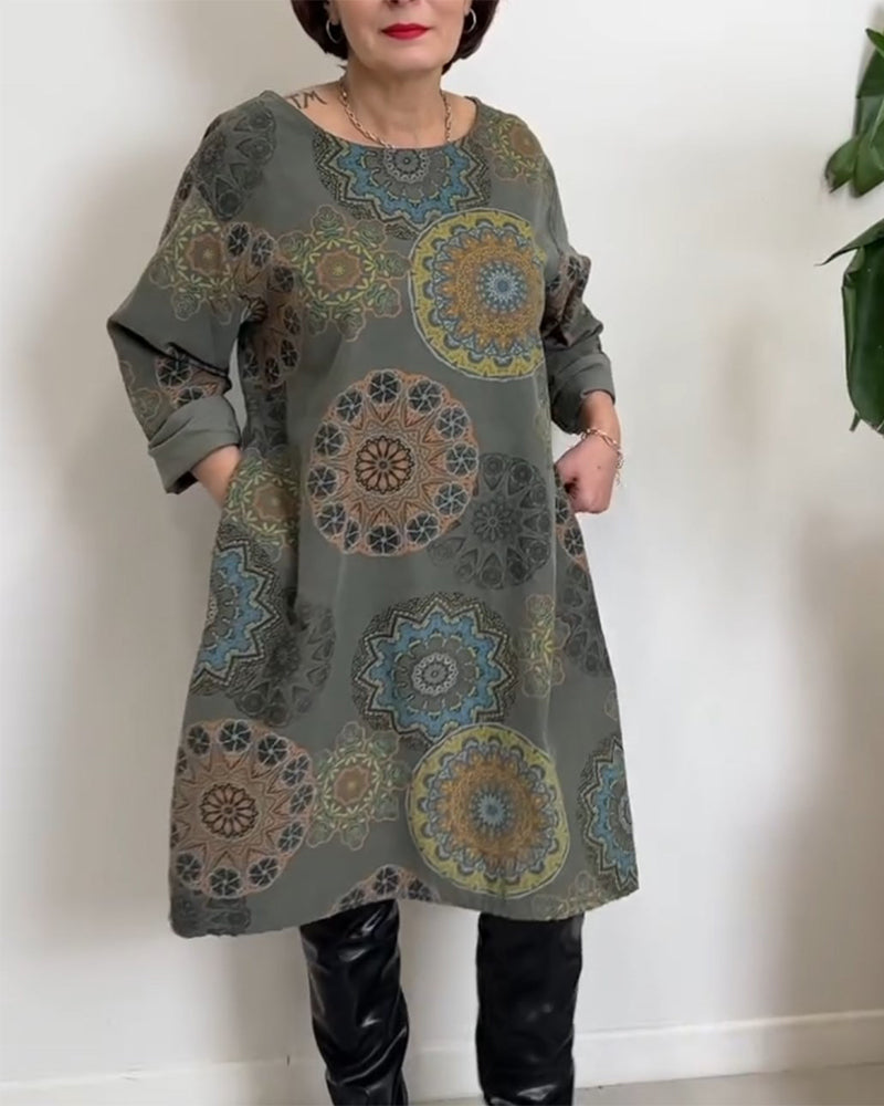 Ethnic style pocket dress