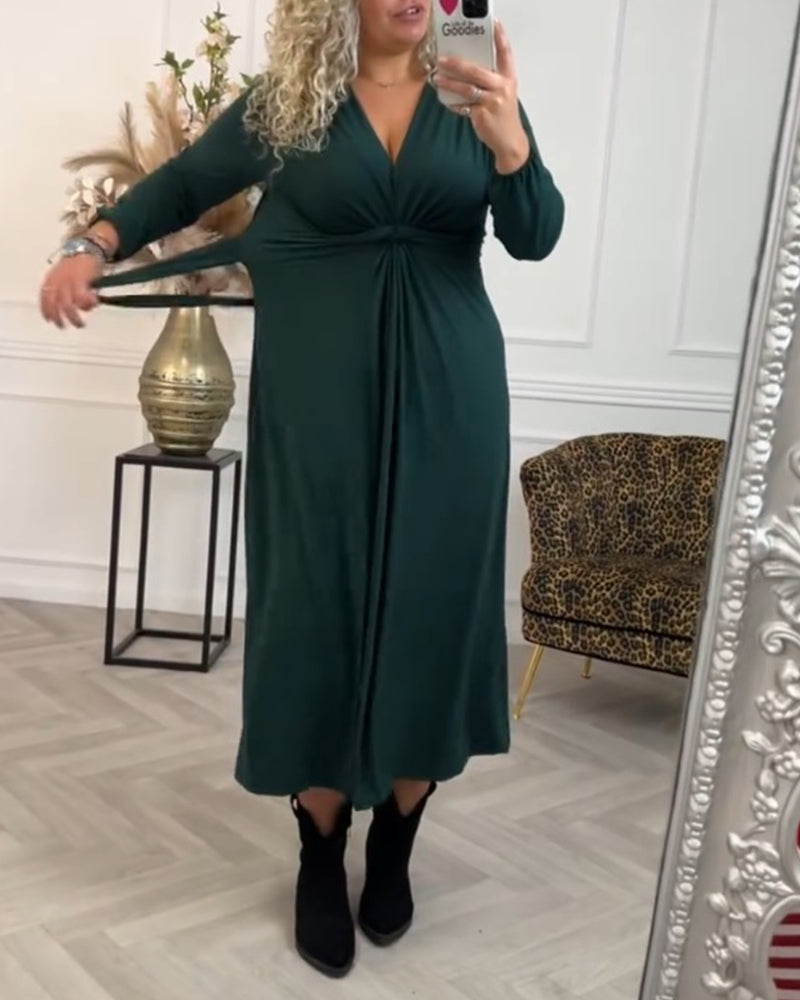 Sexy solid color Long Sleeve Dress