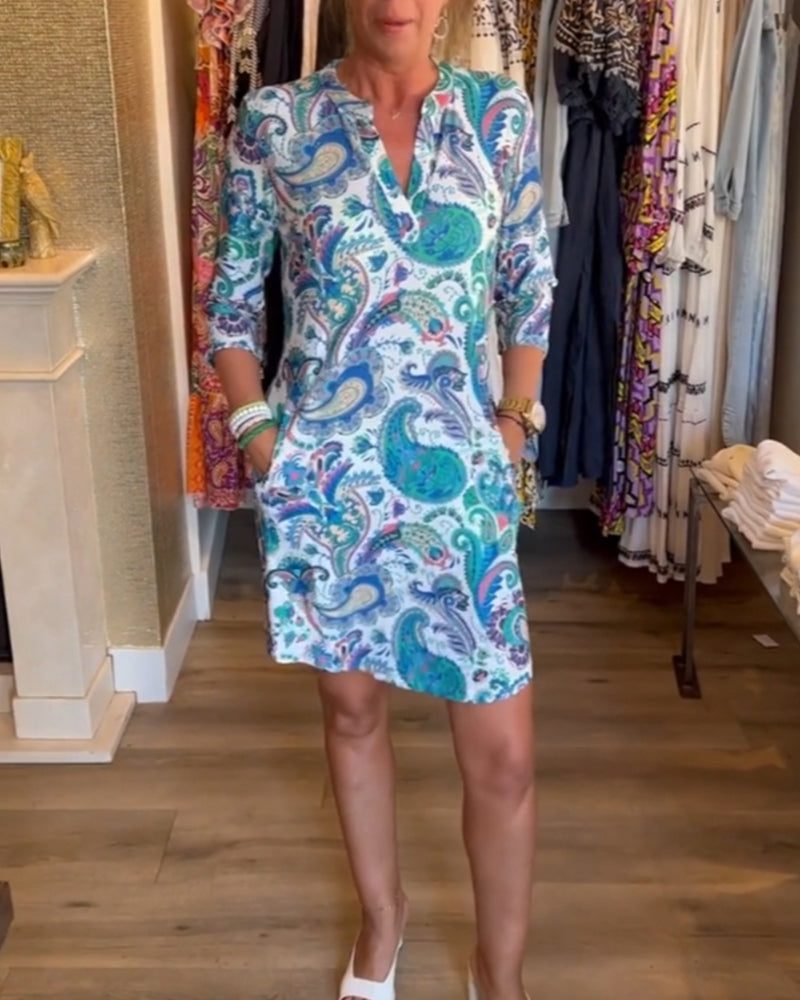 3/4 sleeve pocket dress