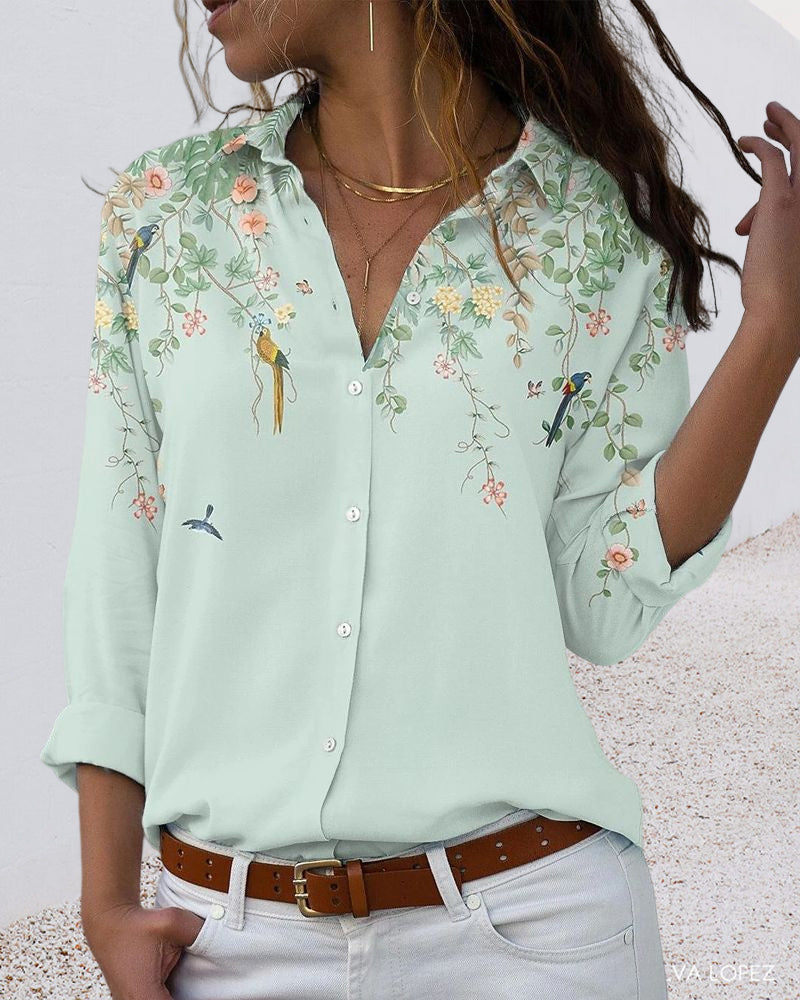 Long Sleeve Blouse with Floral Print