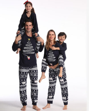Christmas tree print christmas family pajamas