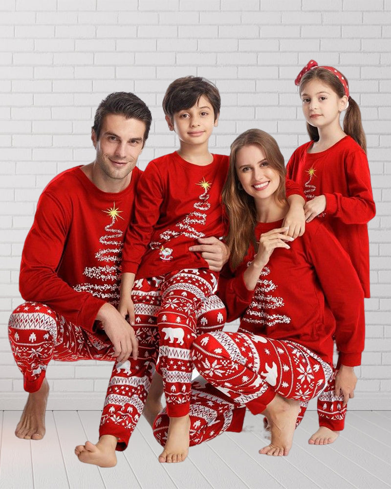 Christmas tree print christmas family pajamas
