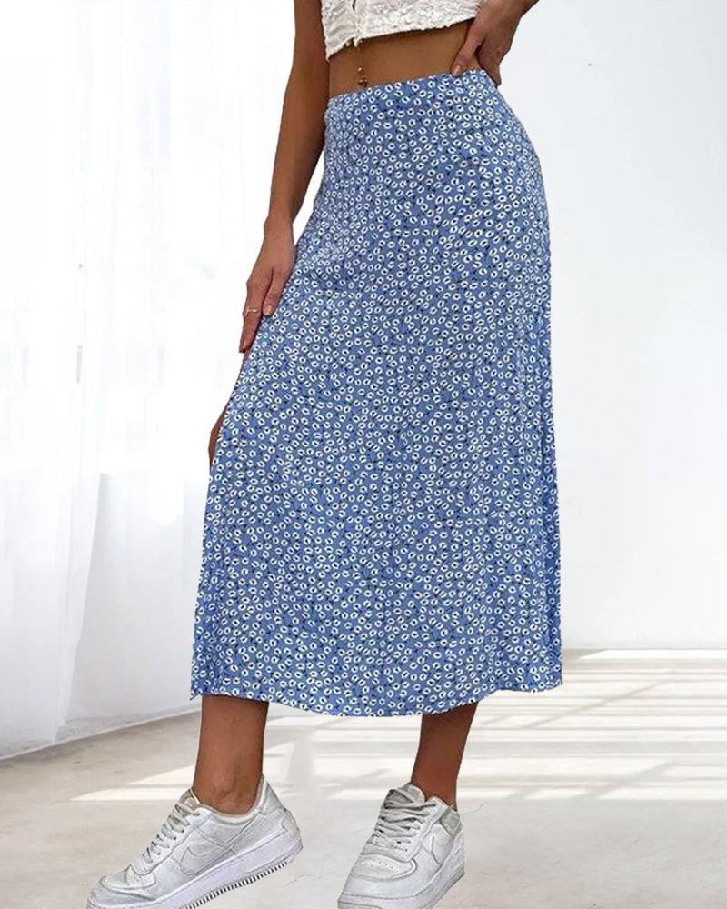 Slit mid waist bag hip skirt