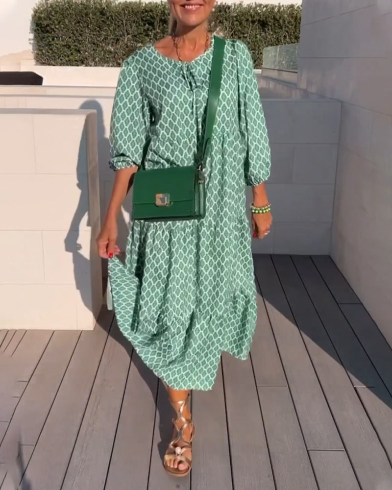 Round neck fashion print dress