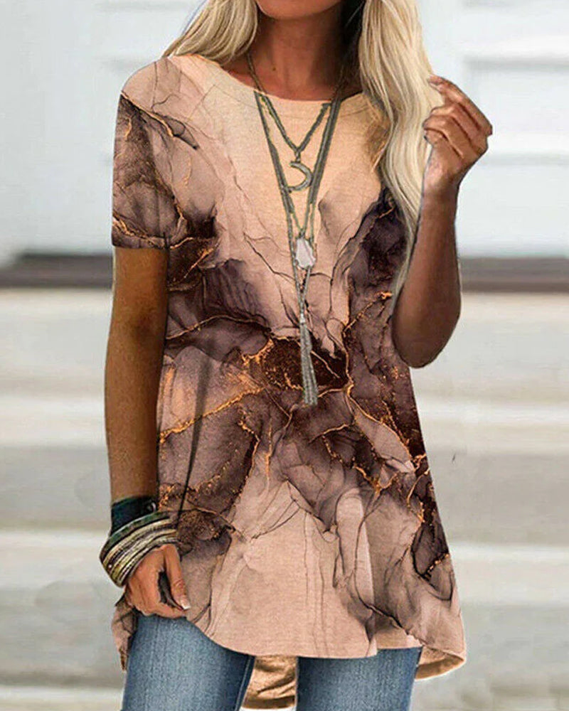 Round neck short sleeve T-shirt