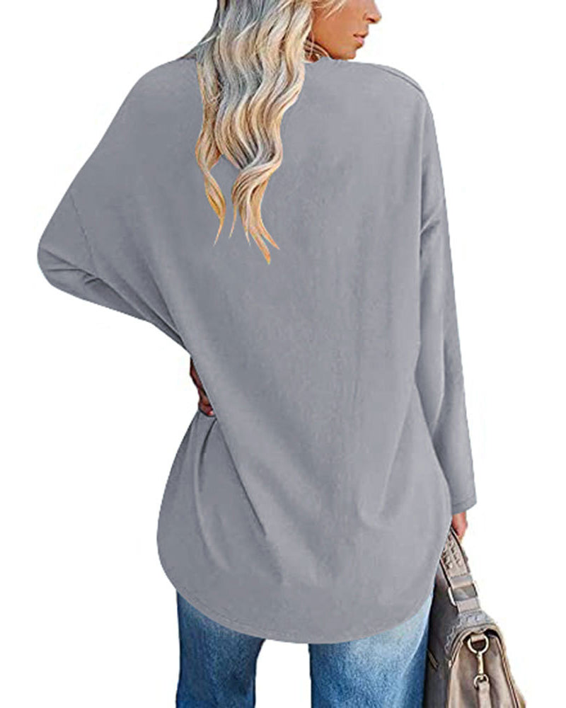 Plain v-neck long-sleeved women's t-shirt