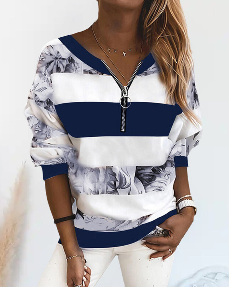 Long sleeve v neck sweatshirt