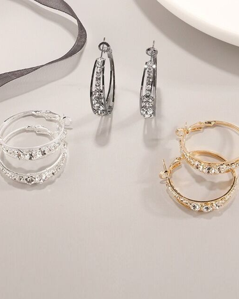 Rhinestone-encrusted large hoop earrings