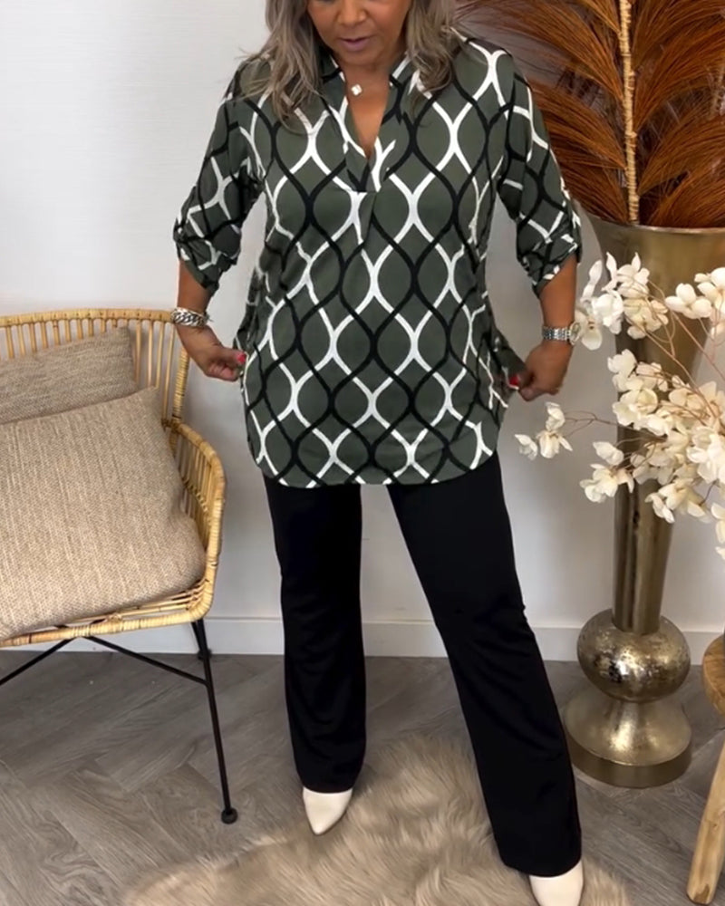 Casual Long Sleeve Printed Blouse