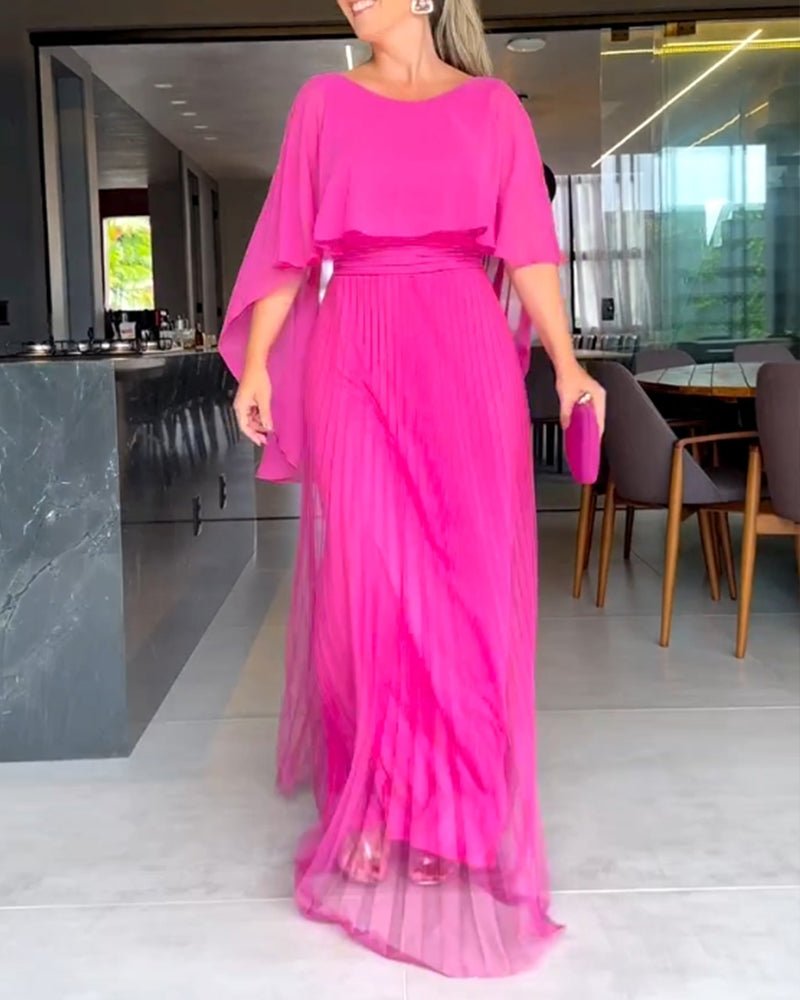 Round Neck A Line Maxi Dress