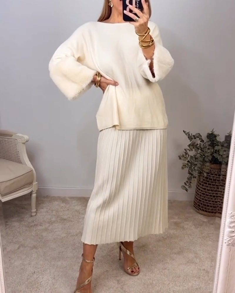 Solid color Elegant long sleeve pullover