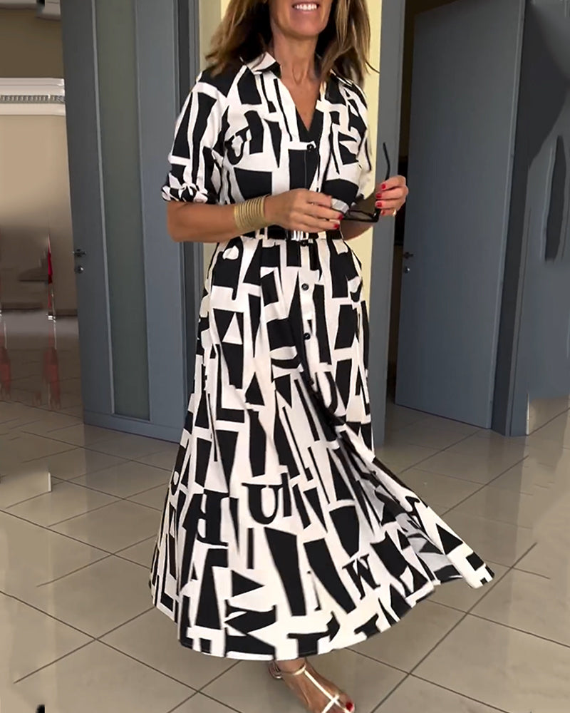 Geometric print loose dress