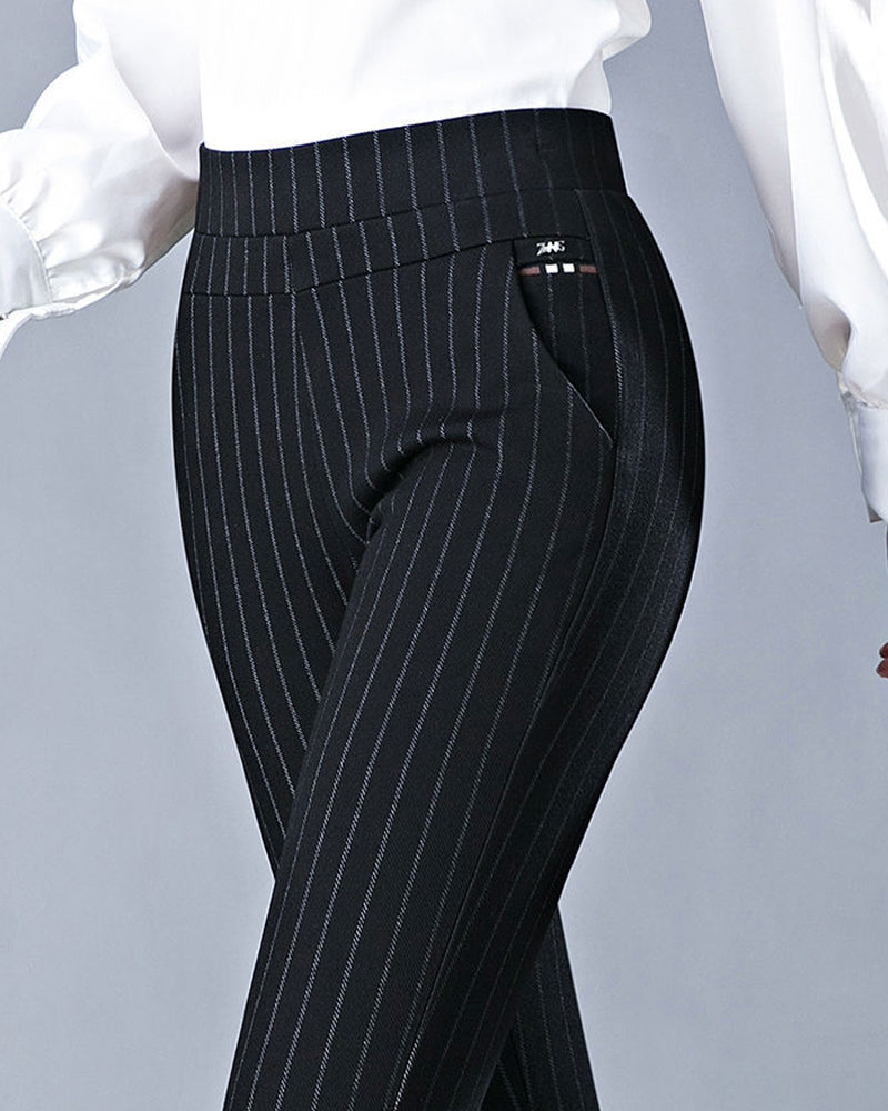 Pocket casual high waist trousers