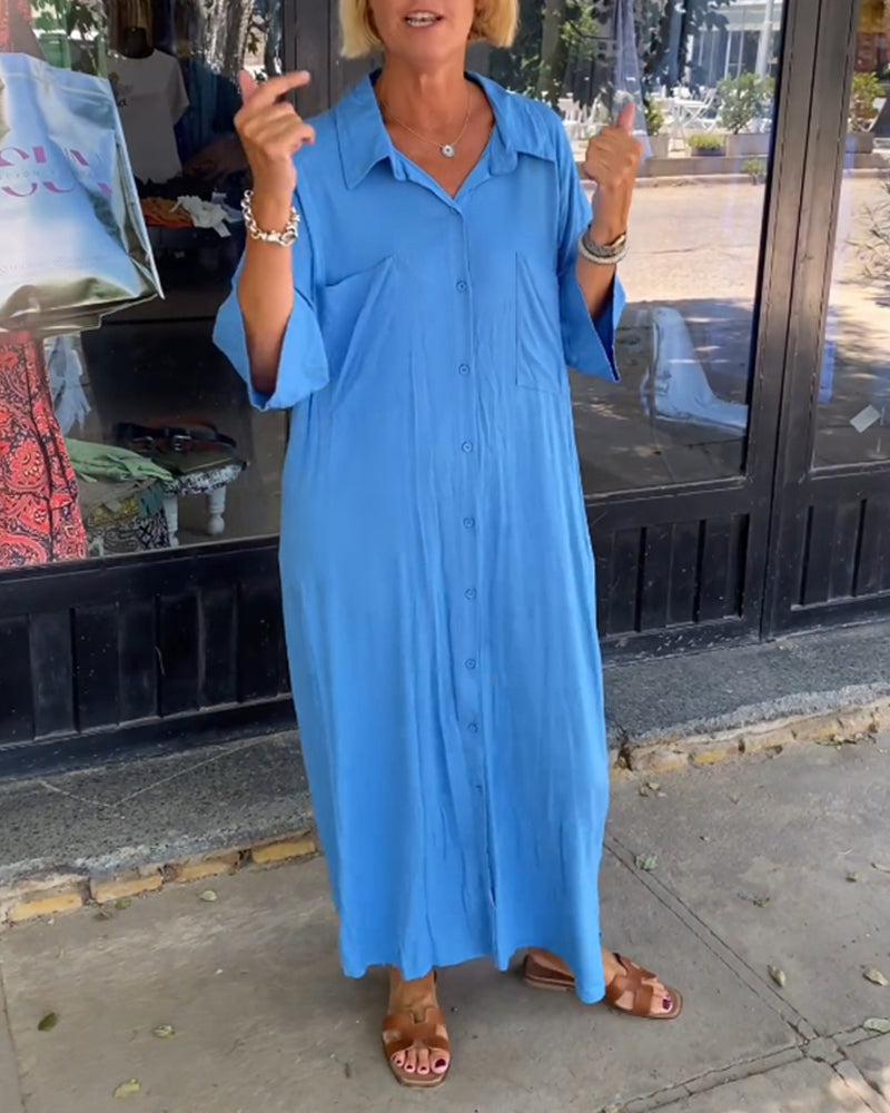 Loose slit lapel dress