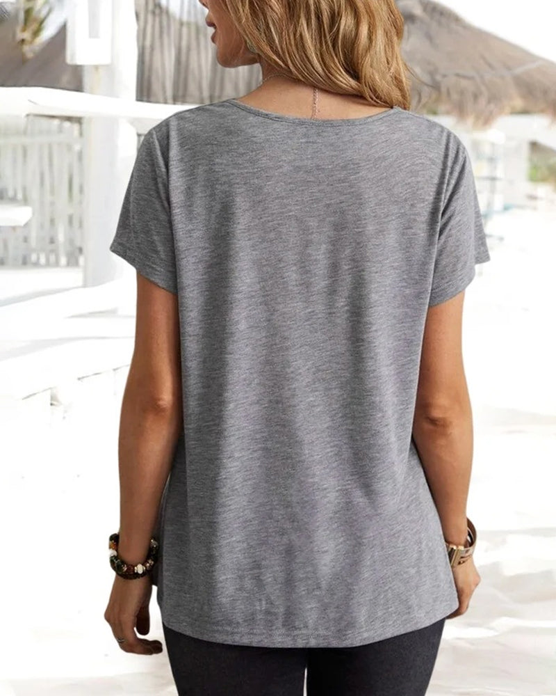 Cowl Neck T-shirt with Short Sleeves