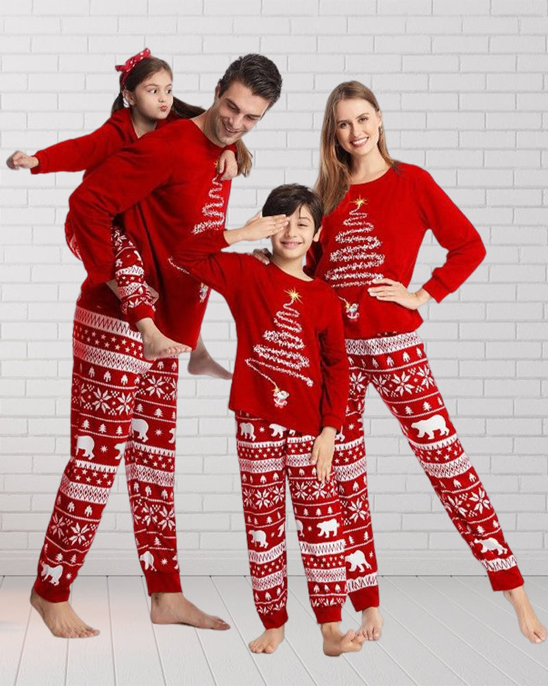 Christmas tree print christmas family pajamas