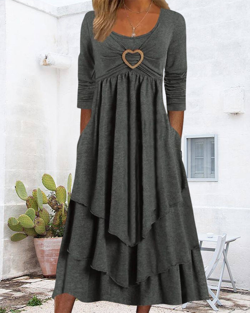 Round Neck Ruffled Midi Dress