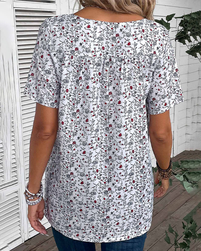 Ruffled floral printed blouse