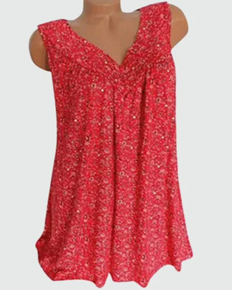 Sleeveless Tank Top with Floral Print