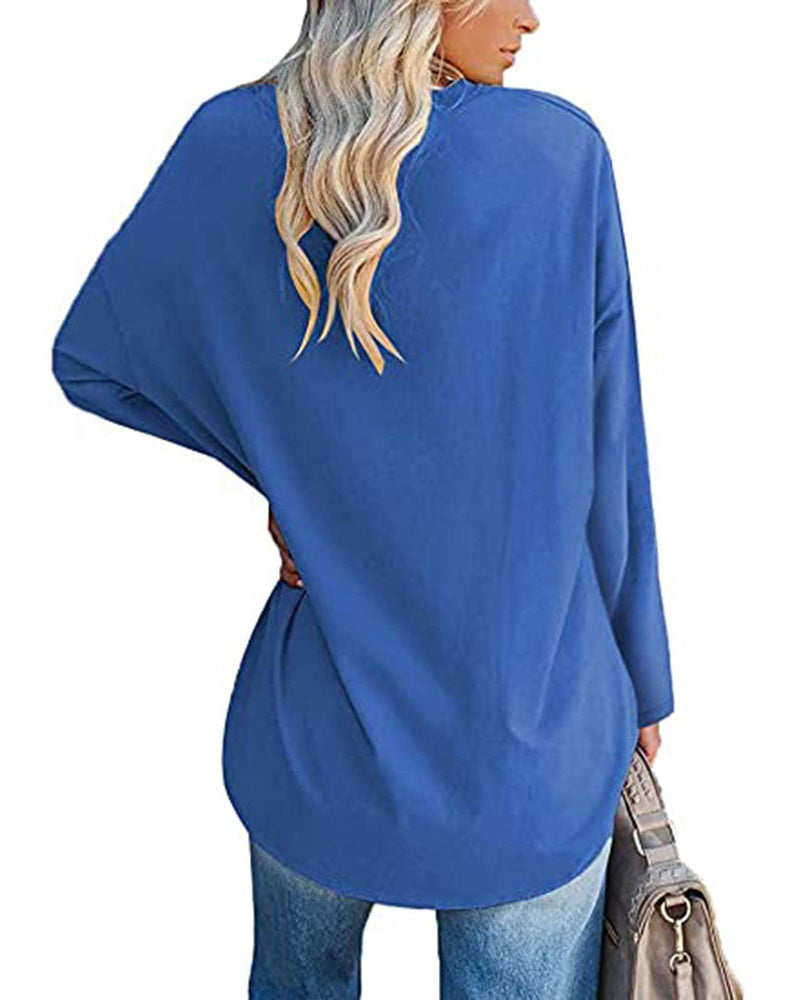 Plain v-neck long-sleeved women's t-shirt