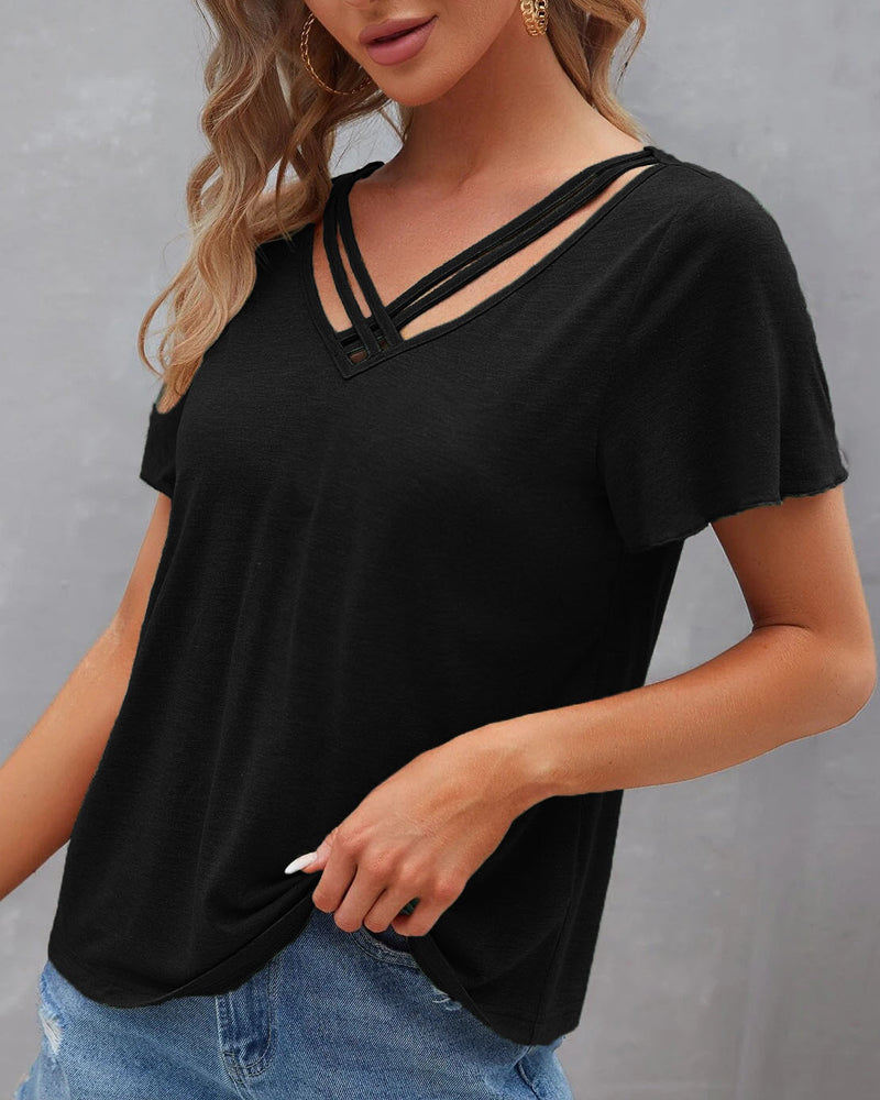 Solid color Cut Out T-shirt