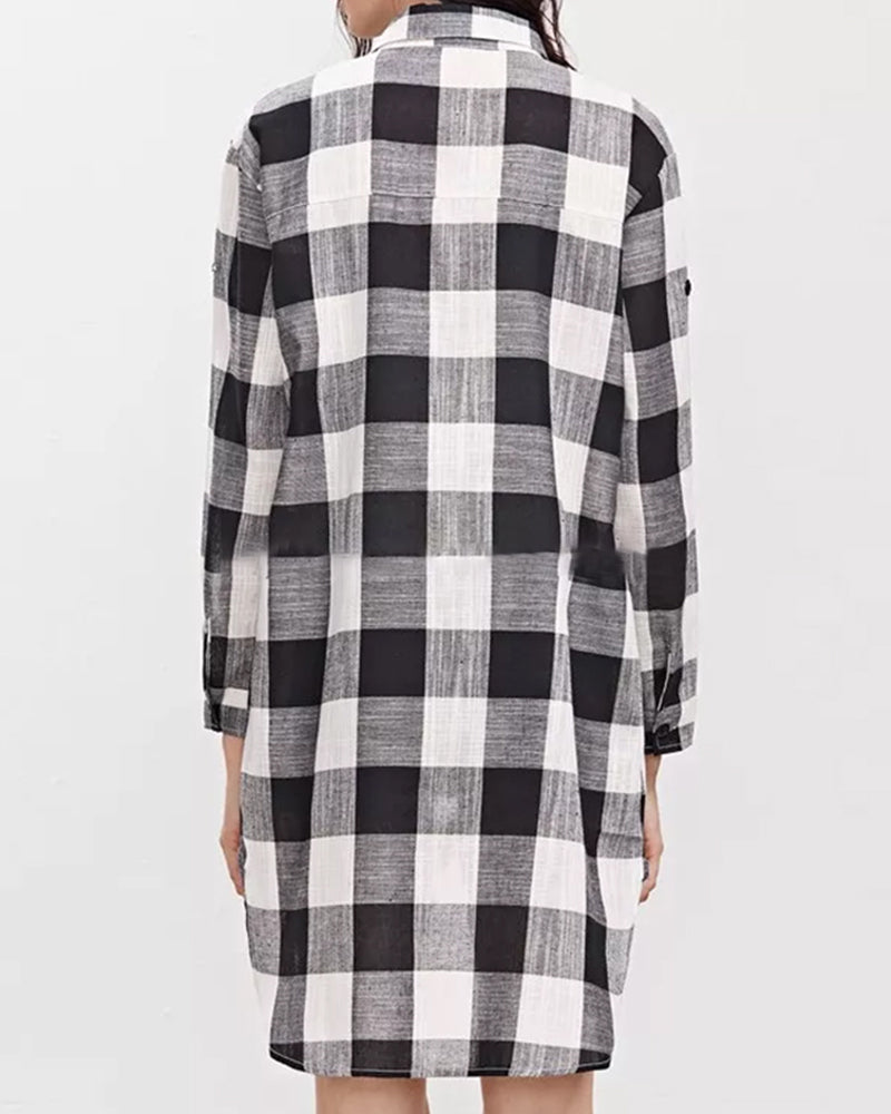 Loose Long Checkered Shirt