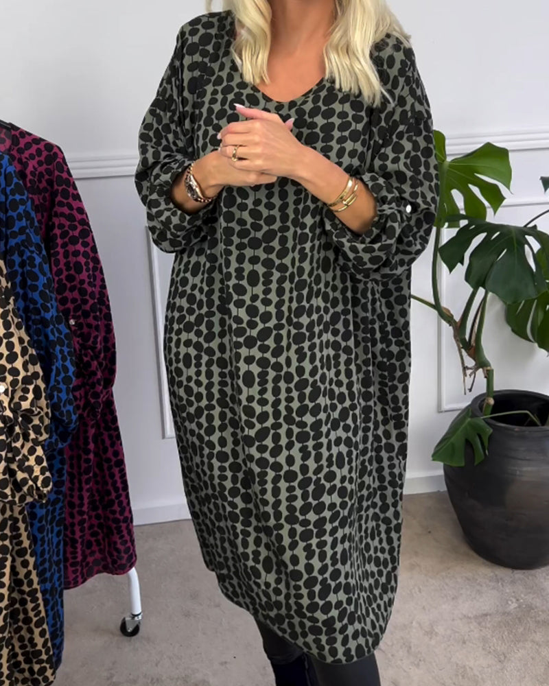 Retro polka dot v-neck dress