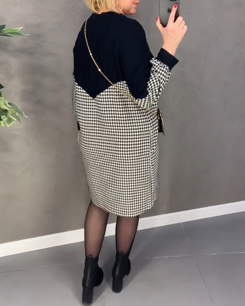 Chic Plaid Color Block Dress