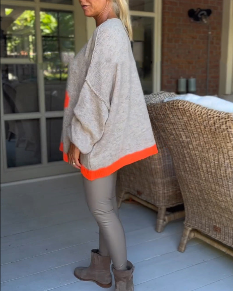 Floral pattern v-neck sweater