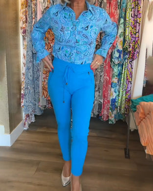 Long Sleeve Printed Vacation Shirt