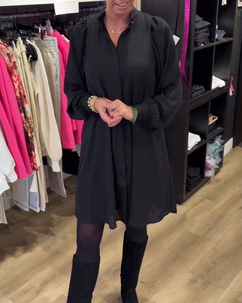 V-neck simple knee-length dress