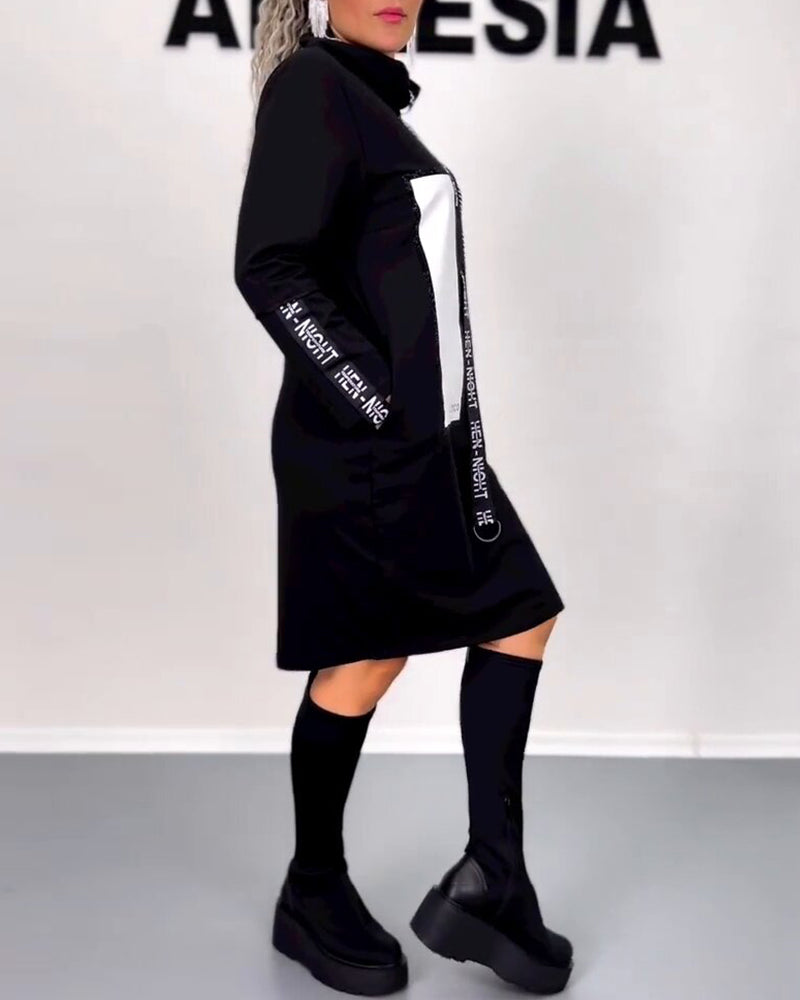 Casual Straight Dress with Drawstring