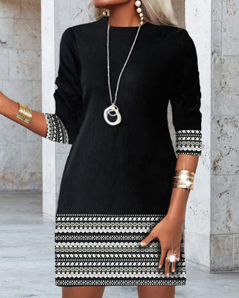 Patchwork printed casual dress