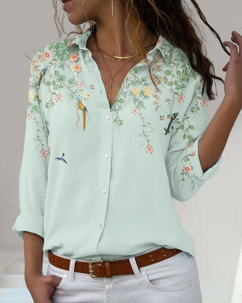 Long Sleeve Blouse with Floral Print