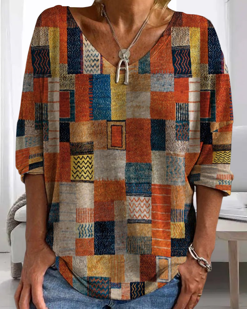 Colorful Block Print Top