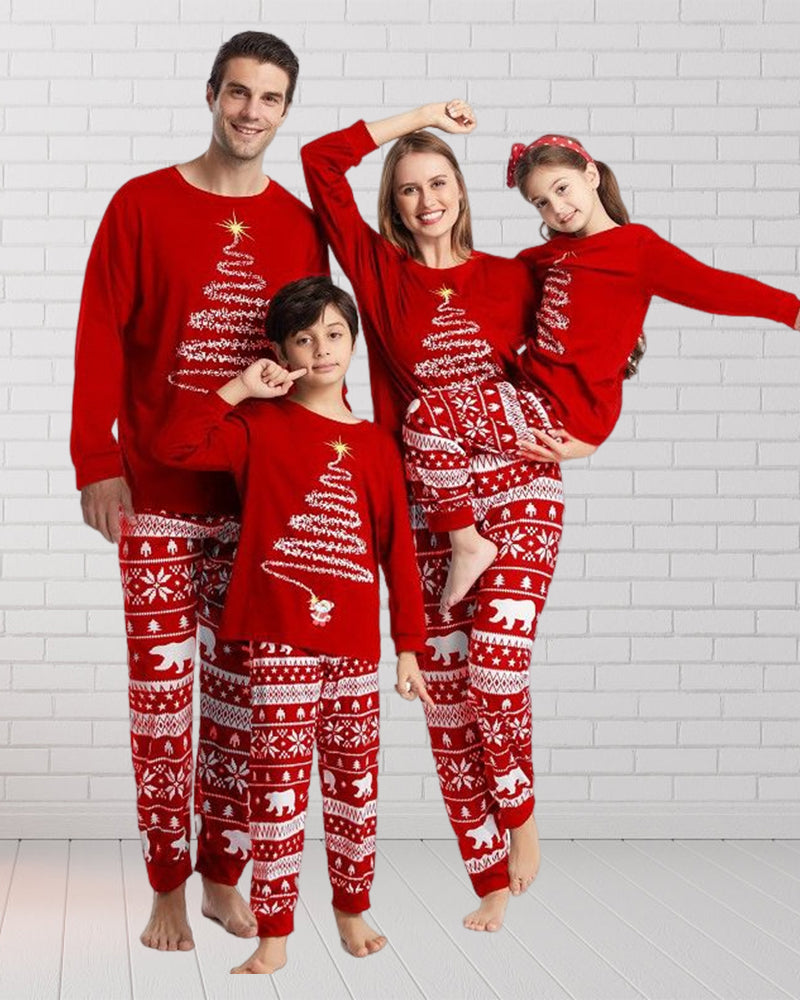 Christmas tree print christmas family pajamas