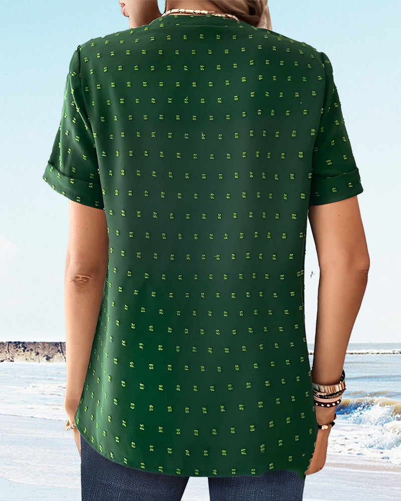 V-neck button down T-shirt