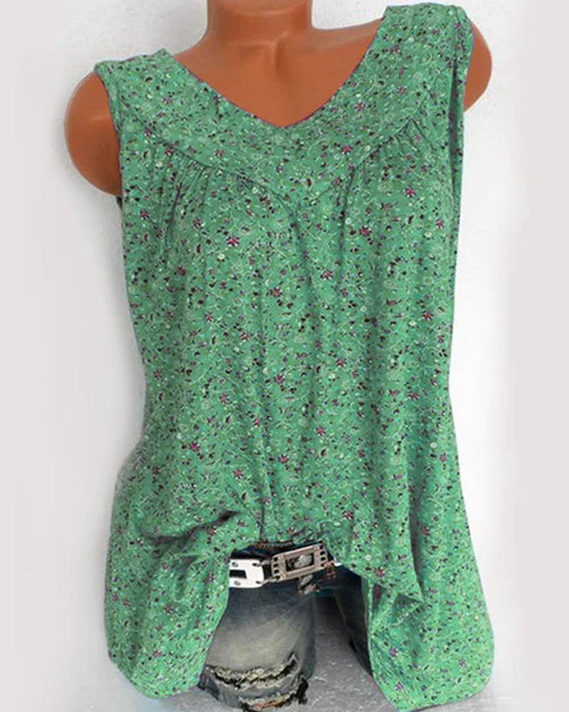 Sleeveless Tank Top with Floral Print