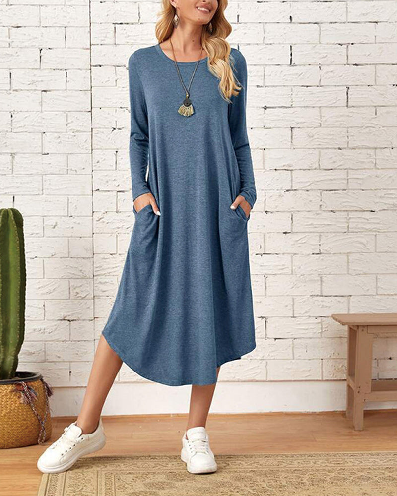 Long Sleeve Loose Cotton Dress