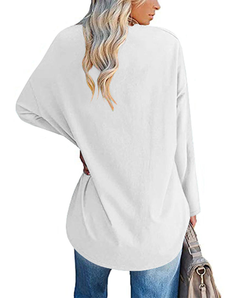 Plain v-neck long-sleeved women's t-shirt