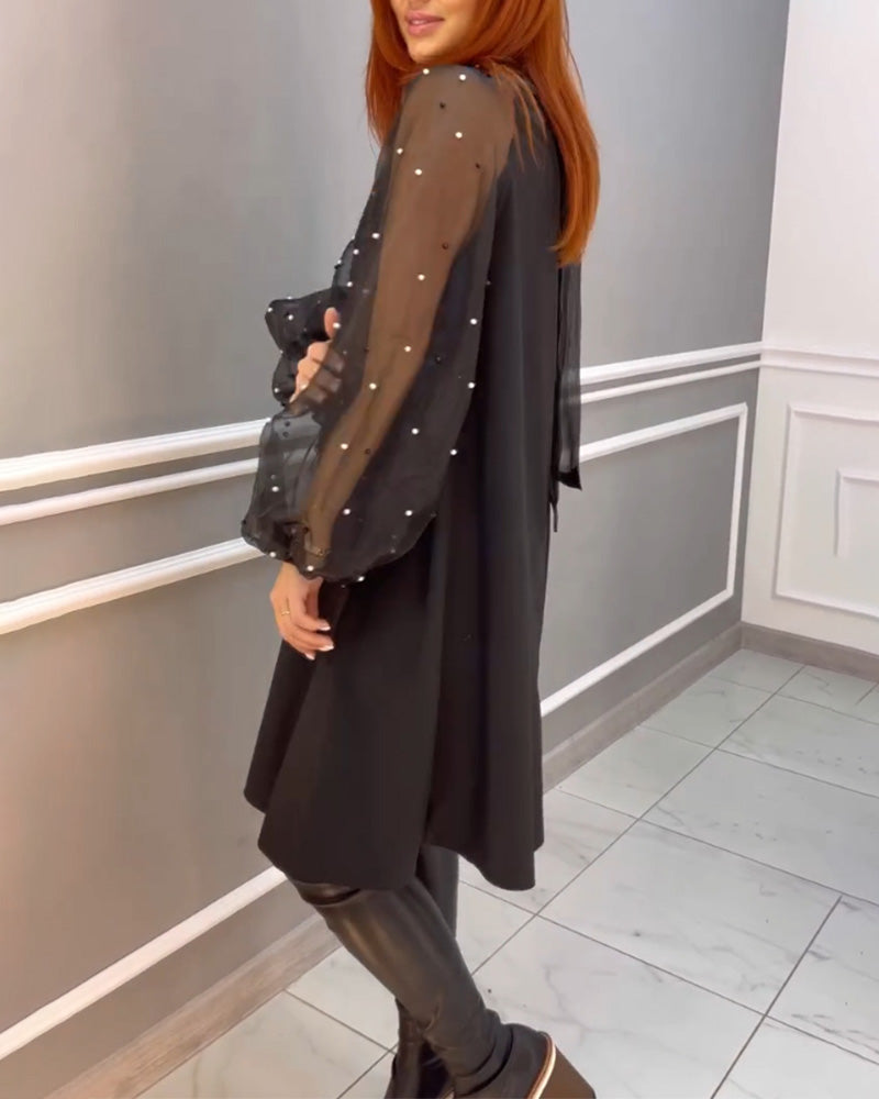 Mesh Loose High Neck Dress