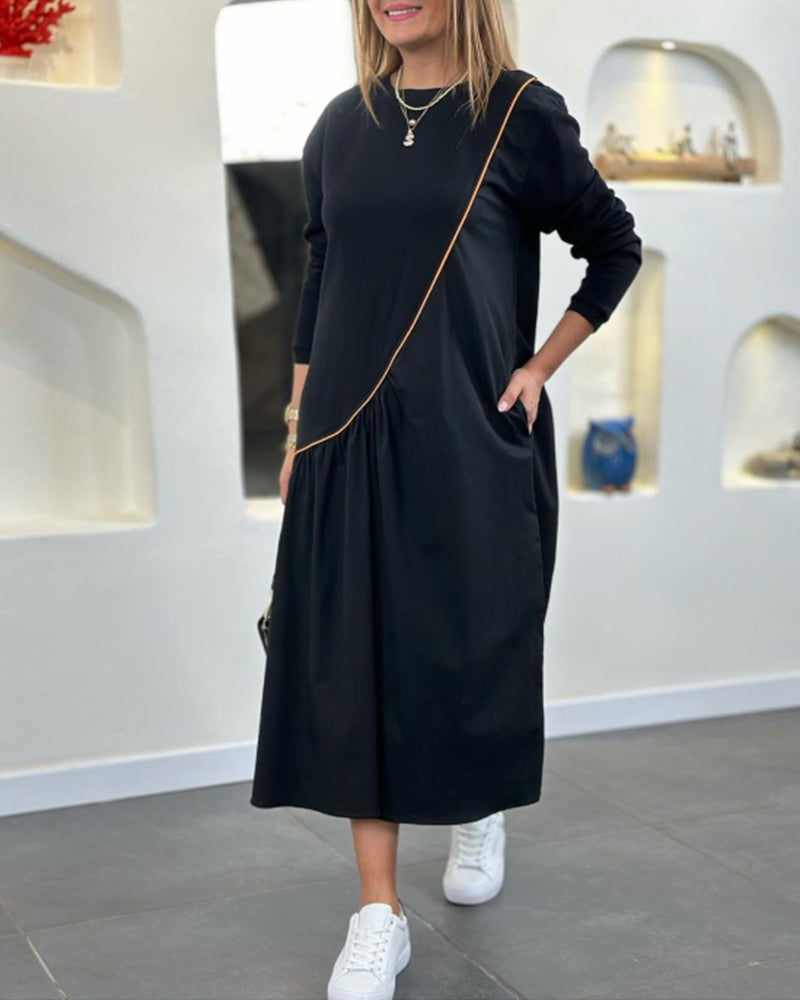 Shift Dress with Pocket and Long Sleeve