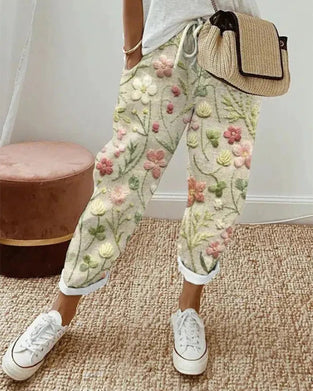 Pocket printed casual pants