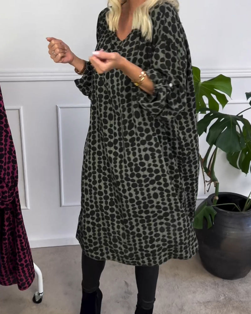 Retro polka dot v-neck dress