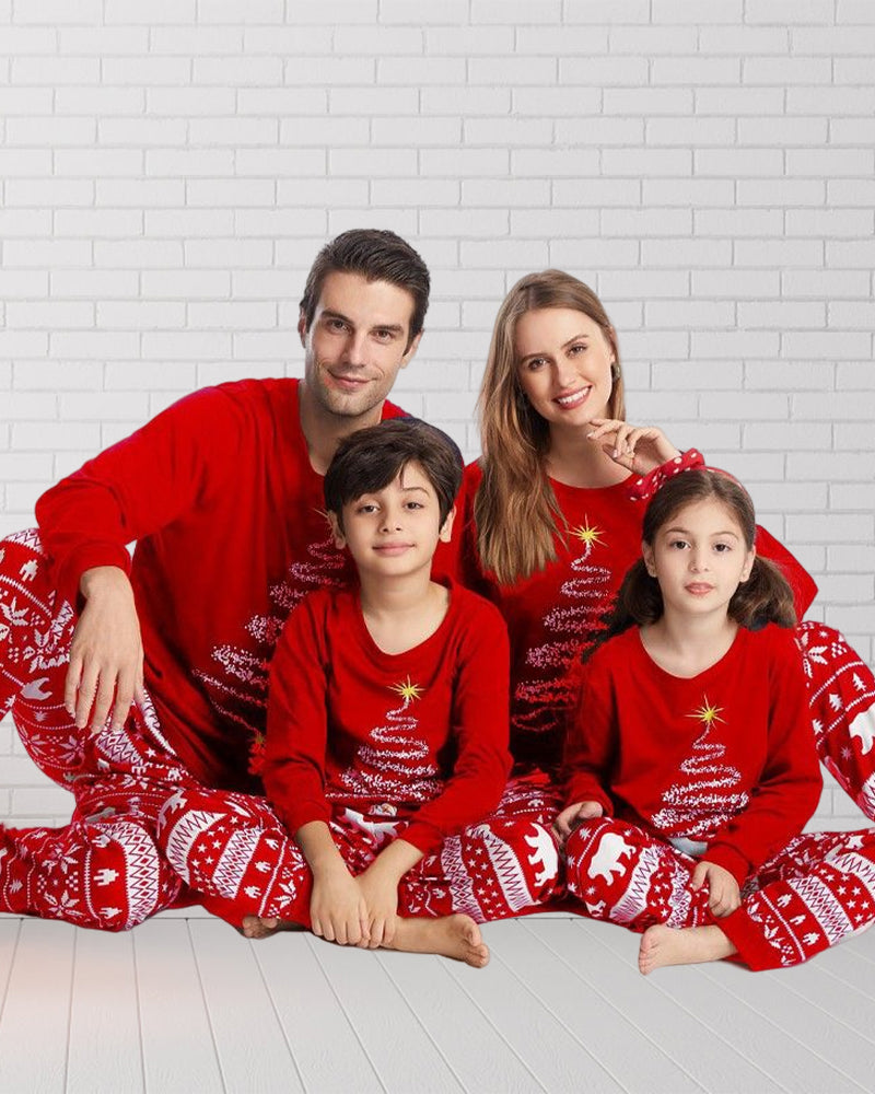 Christmas tree print christmas family pajamas